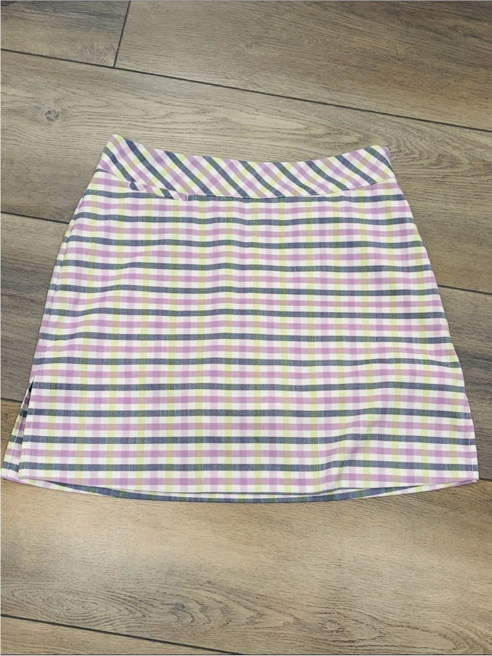 adidas Golf Purple, Green and White Plaid A-Line Skort